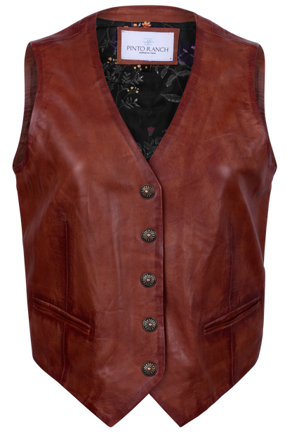 Pinto Ranch Classic Brown Leather Vest