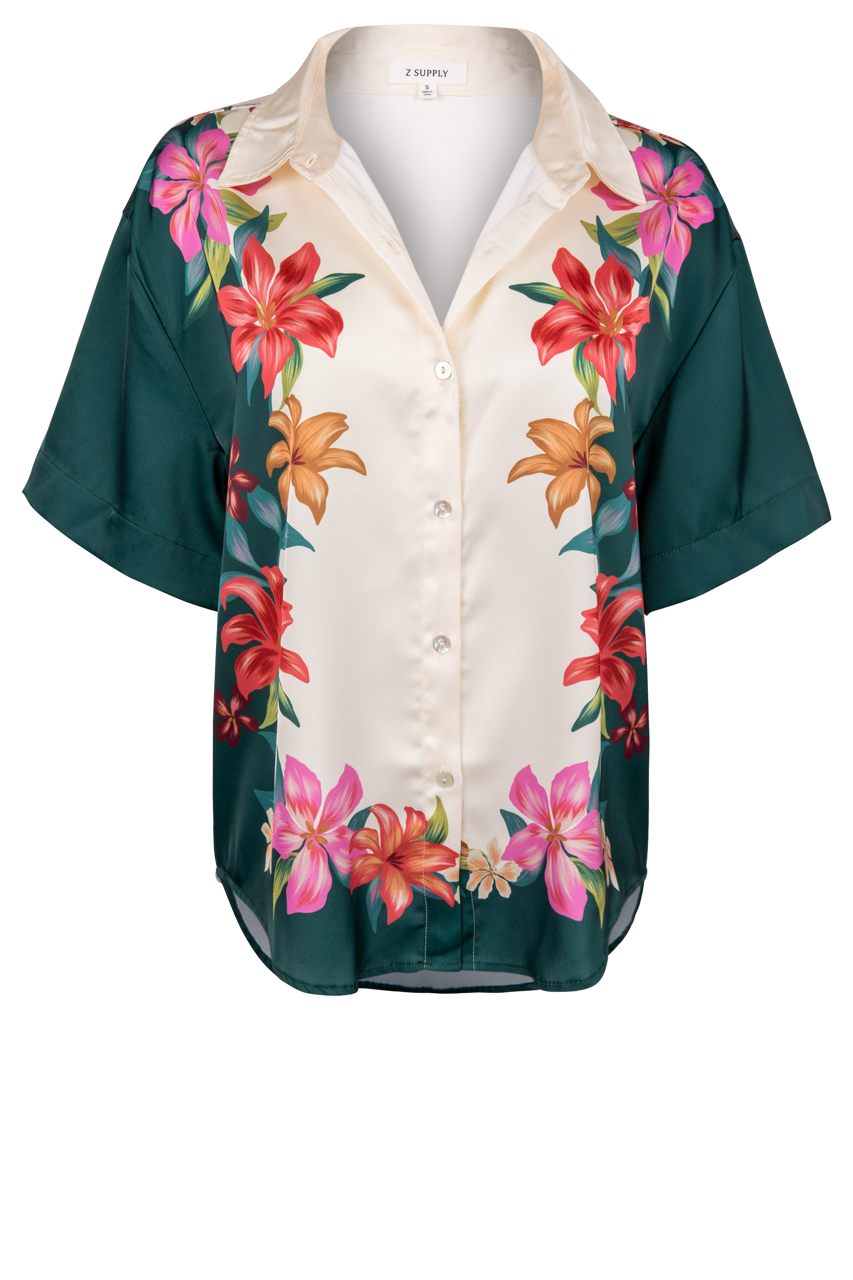 Lani Hibiscus Satin Shirt