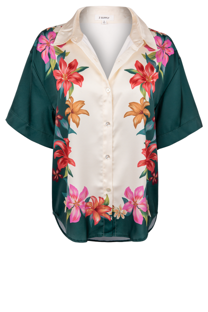 Lani Hibiscus Satin Shirt