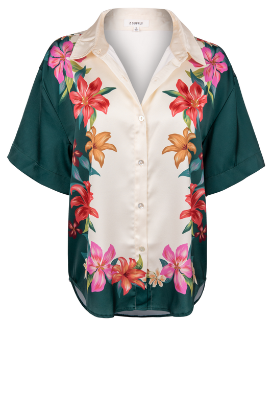 Lani Hibiscus Satin Shirt