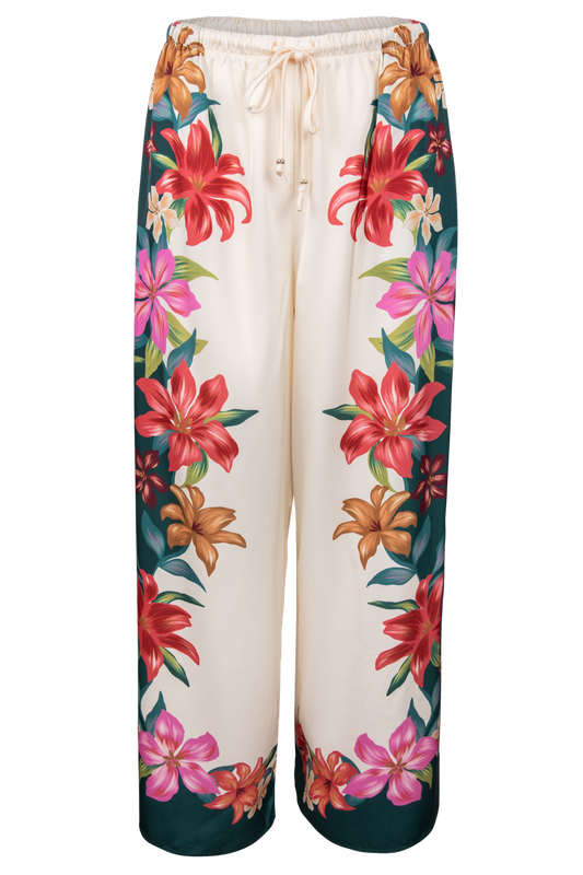 Lani Hibiscus Satin Pants