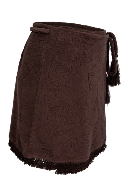 Sable Bloom Fringe Wrap Mini Skirt