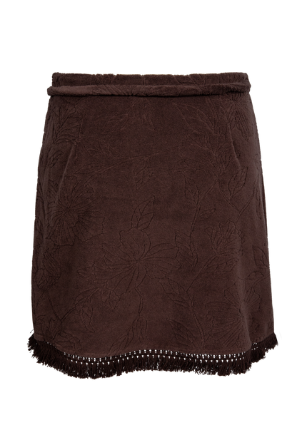 Sable Bloom Fringe Wrap Mini Skirt