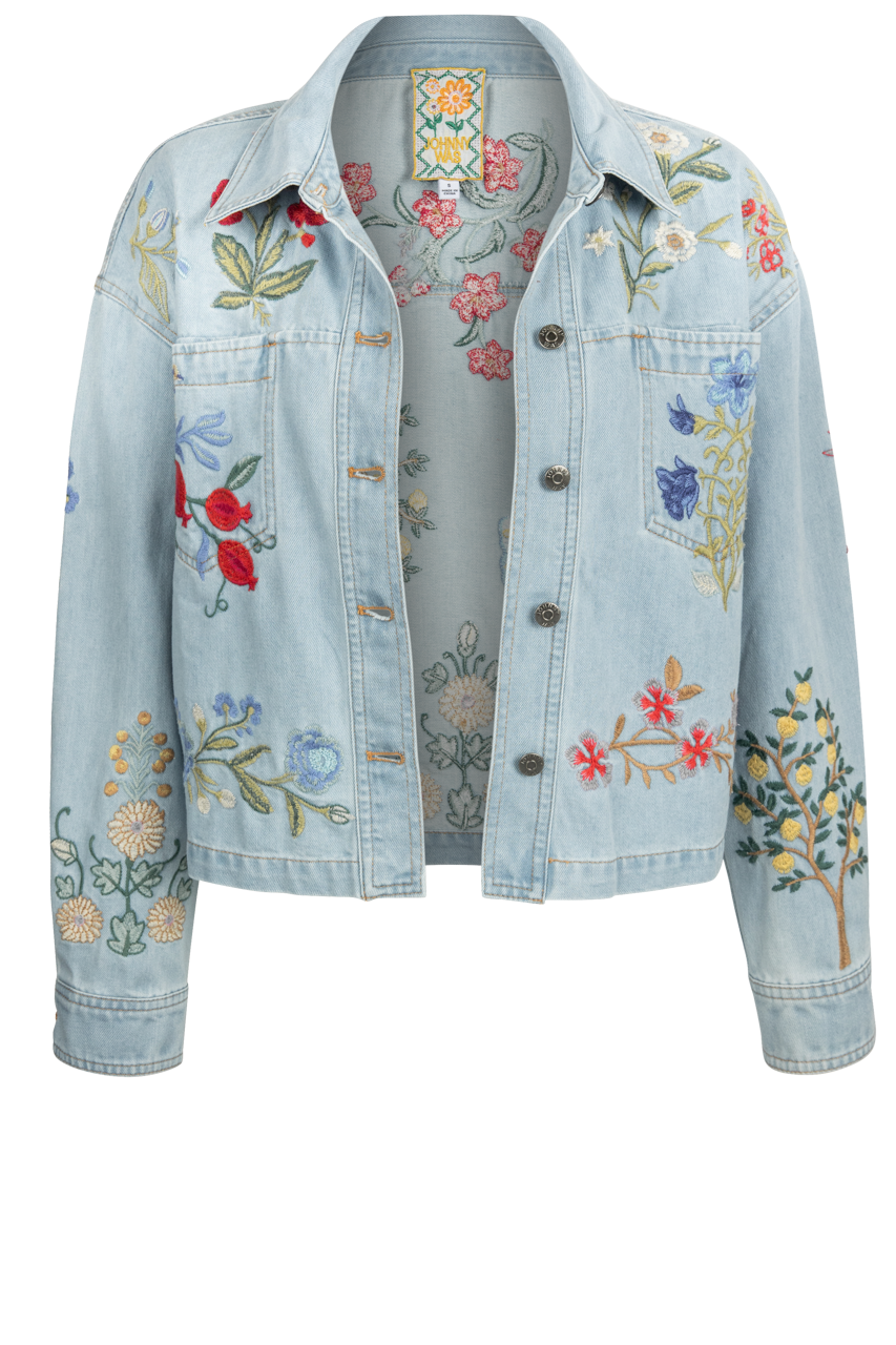 Beatrix Floral Embroidered Denim Jacket