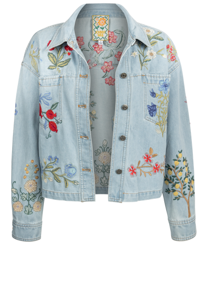Beatrix Floral Embroidered Denim Jacket