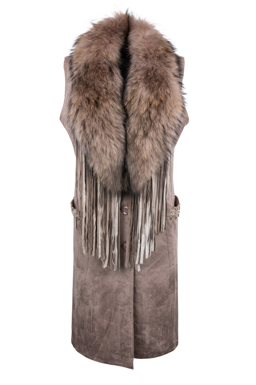 Pat Dahnke Long Suede Fringed Vest