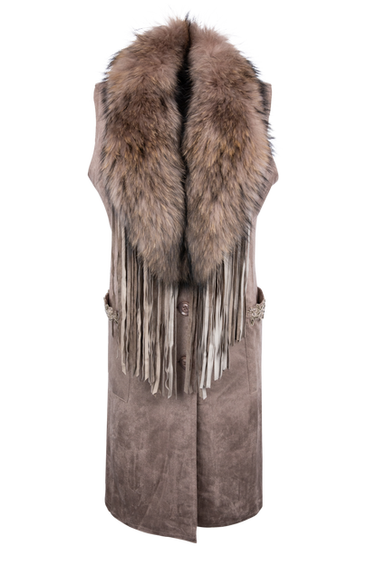 Pat Dahnke Long Suede Fringed Vest