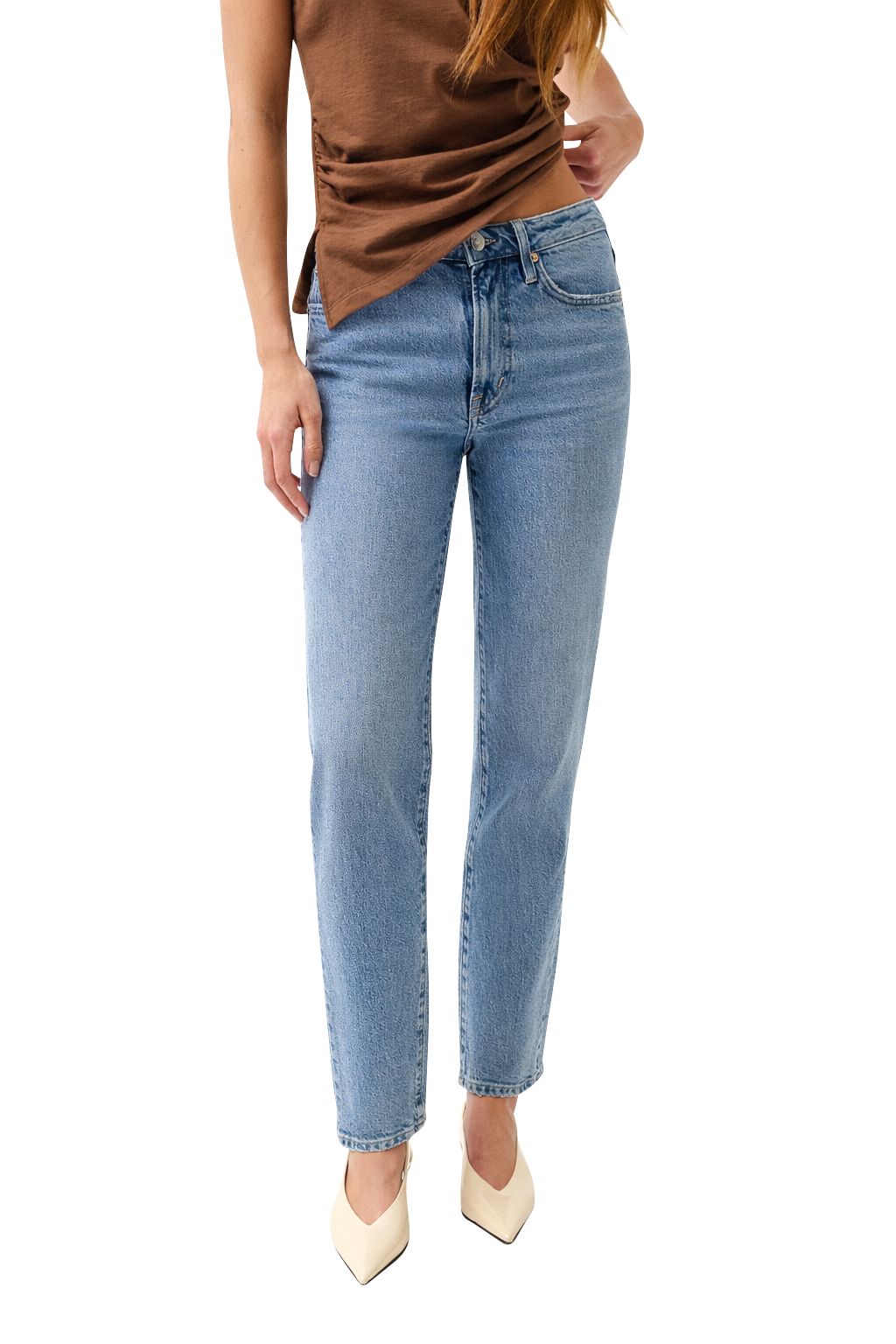 Pistola Aleks Straight Long Jeans - Mid Wash