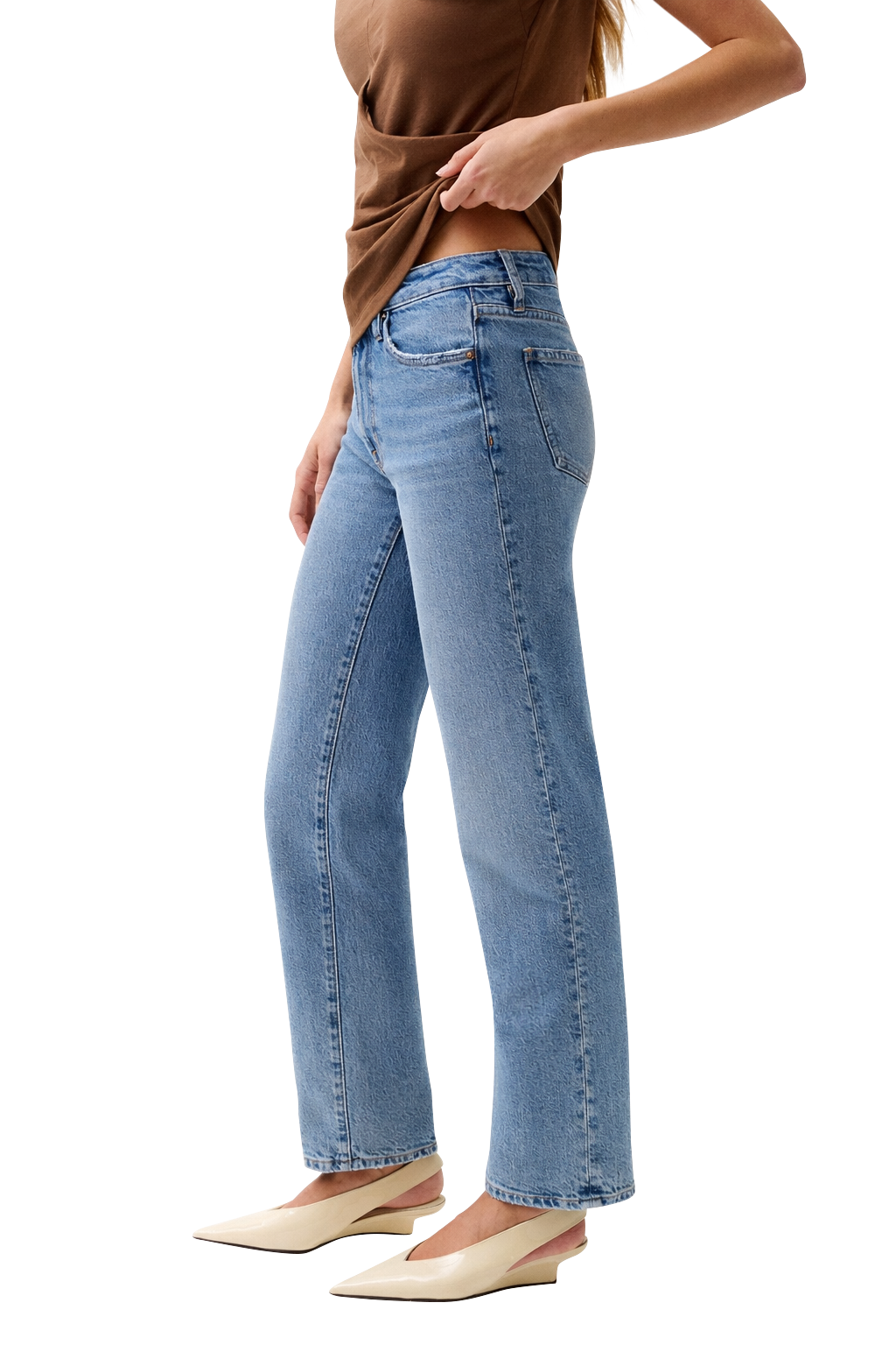 Pistola Aleks Straight Long Jeans - Mid Wash