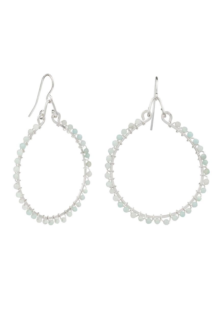 Brown Eyed Girl Amazonite Hoop Earrings