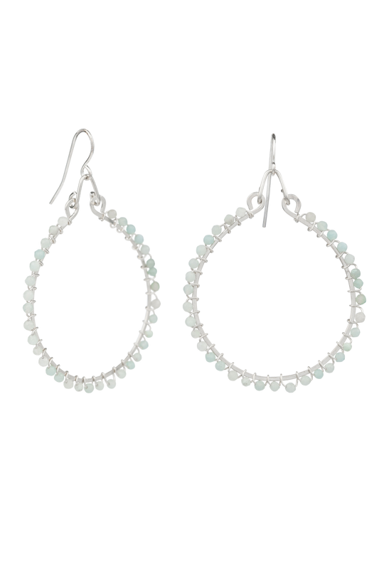 Brown Eyed Girl Amazonite Hoop Earrings