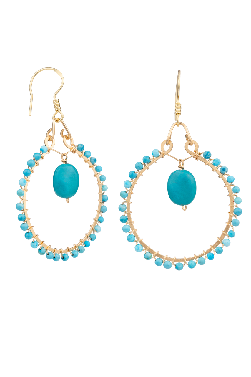 Brown Eyed Girl Turquoise Hoop Earrings