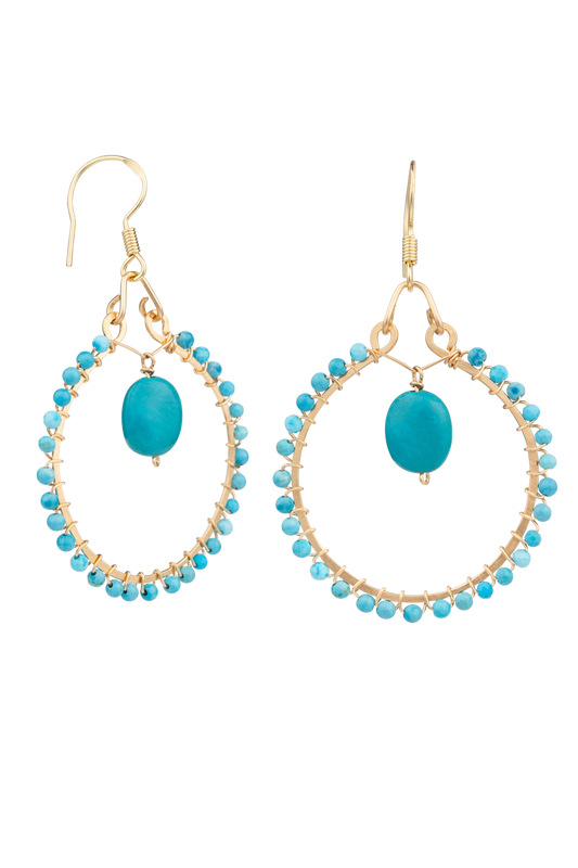 Brown Eyed Girl Turquoise Hoop Earrings