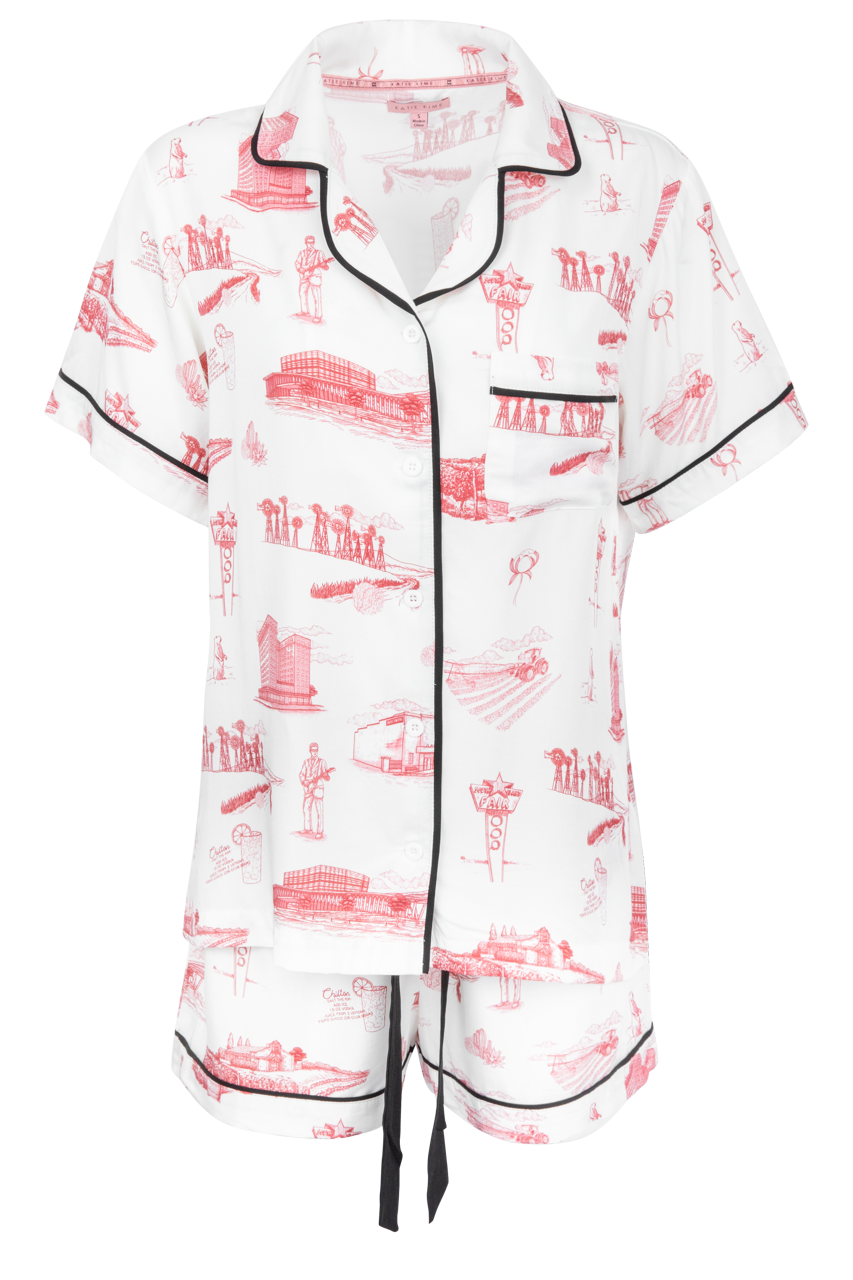 Katie Kime Lubbock Toile Pajama Shorts Set