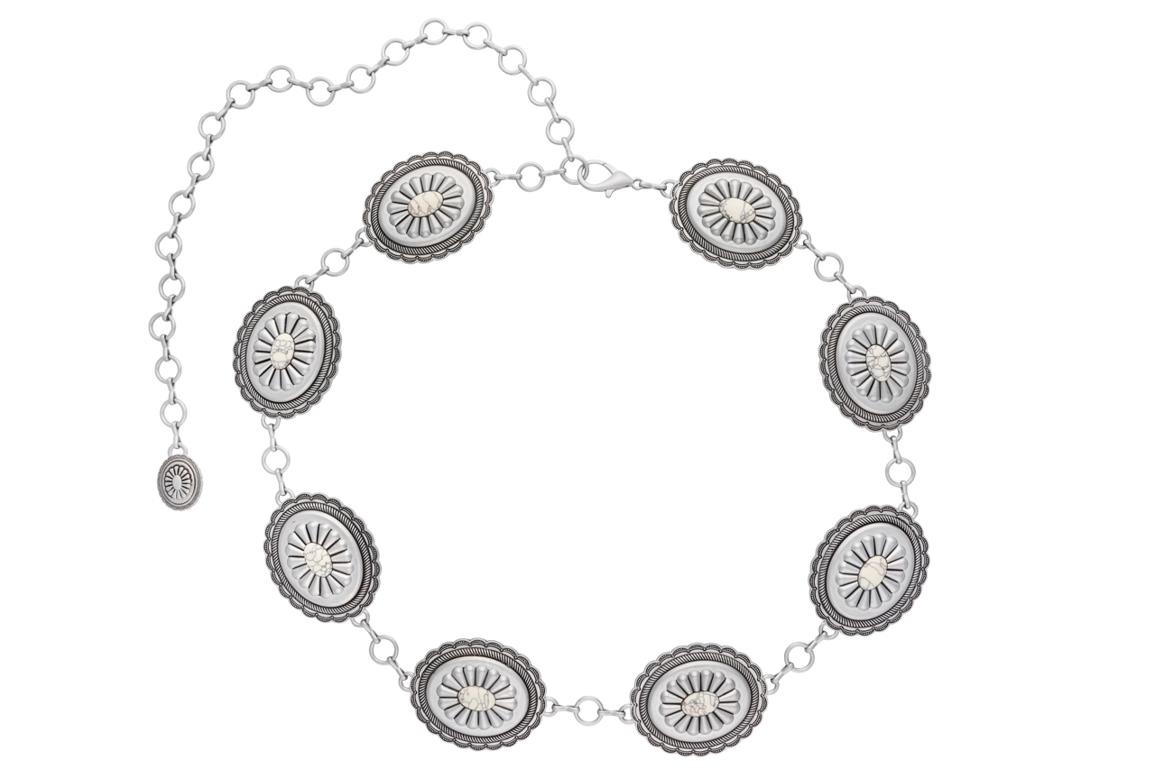 Axesoria West Concho and Stone Chain Belt