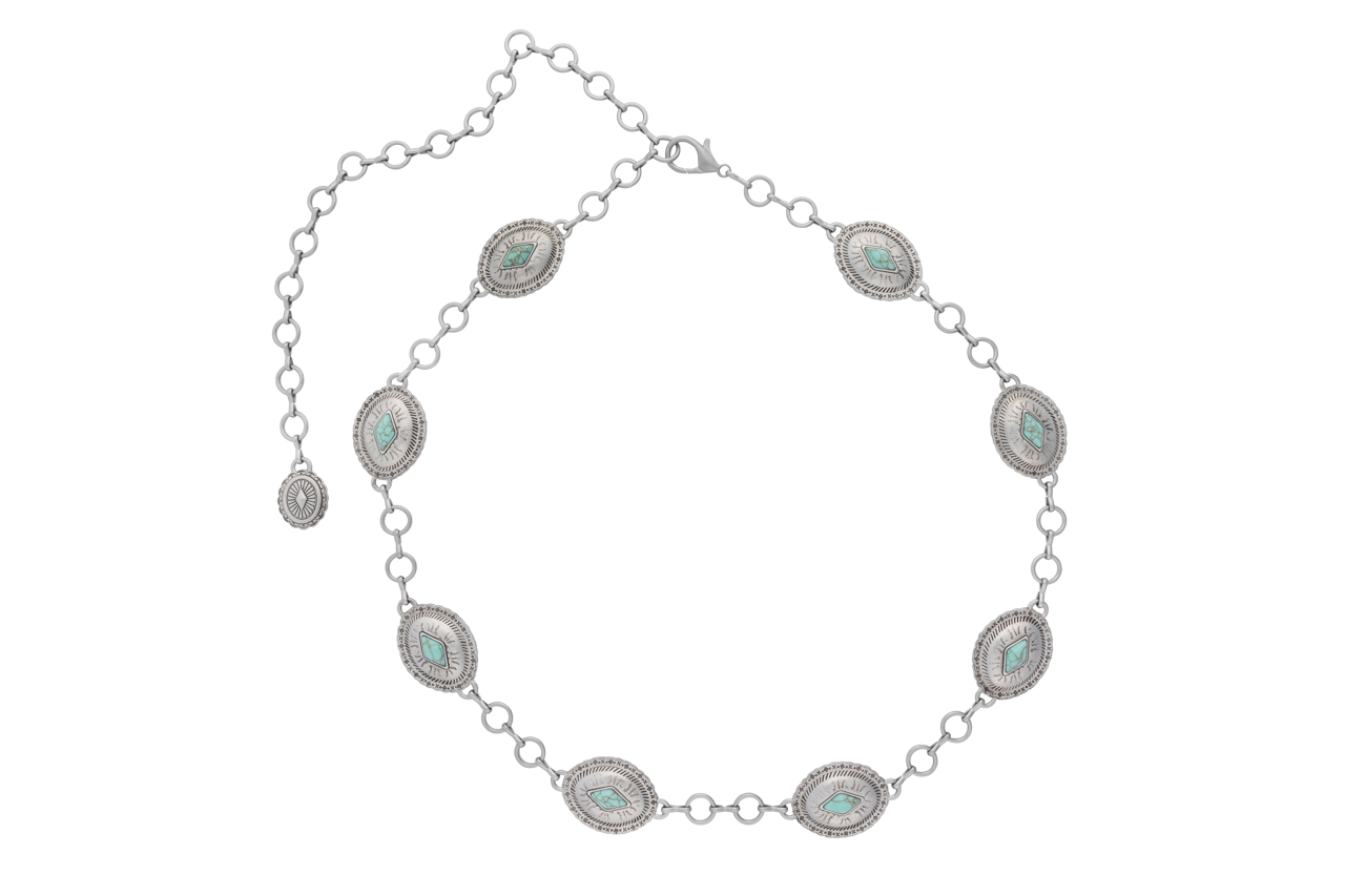 Axesoria West Silver Concho Chain Belt