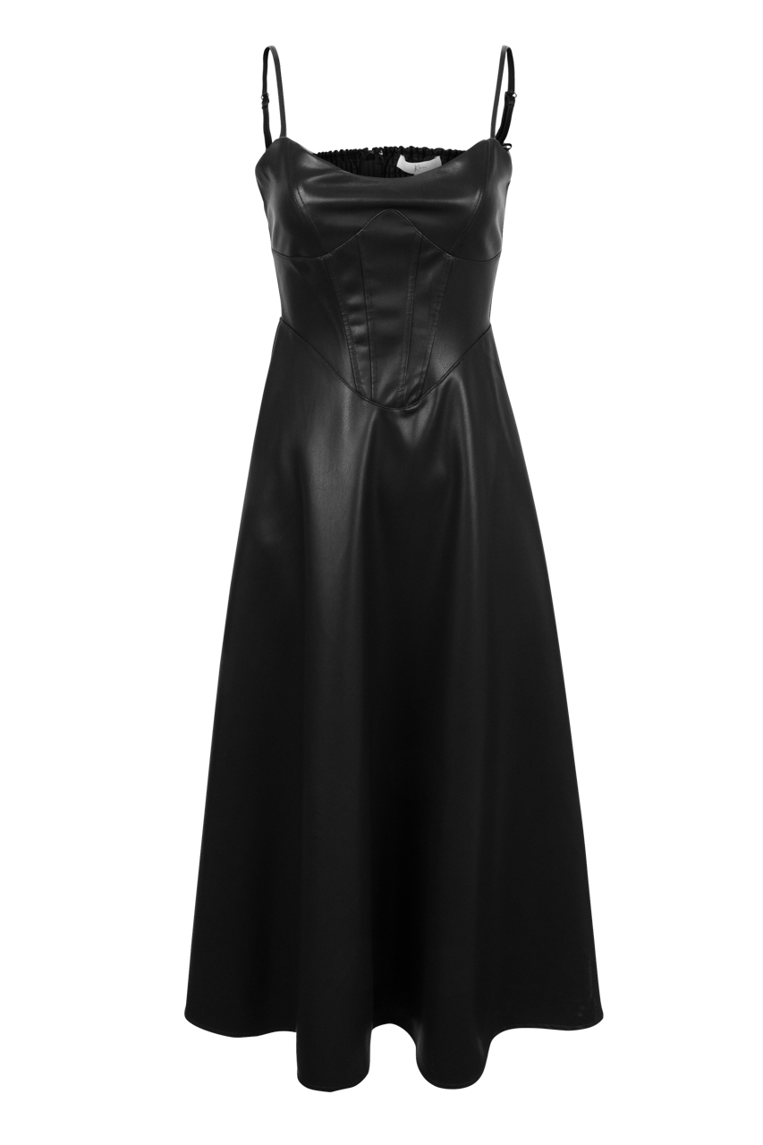 Klesis Faux Leather Bustier Corset Dress - Black