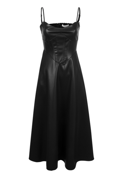Klesis Faux Leather Bustier Corset Dress - Black