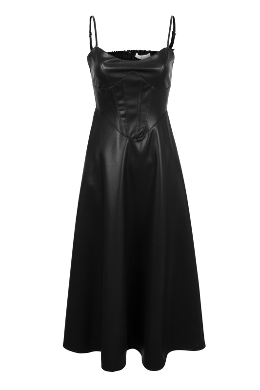 Klesis Faux Leather Bustier Corset Dress - Black