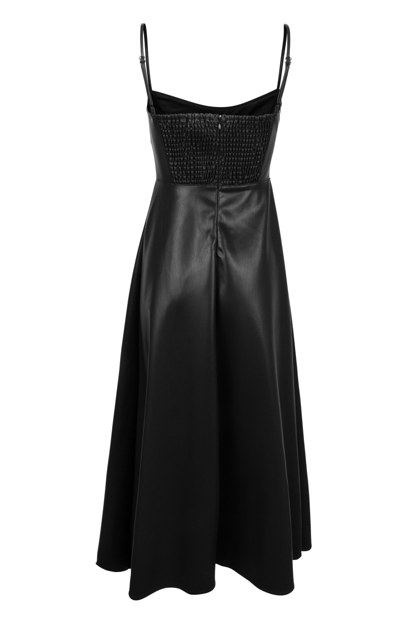 Klesis Faux Leather Bustier Corset Dress - Black