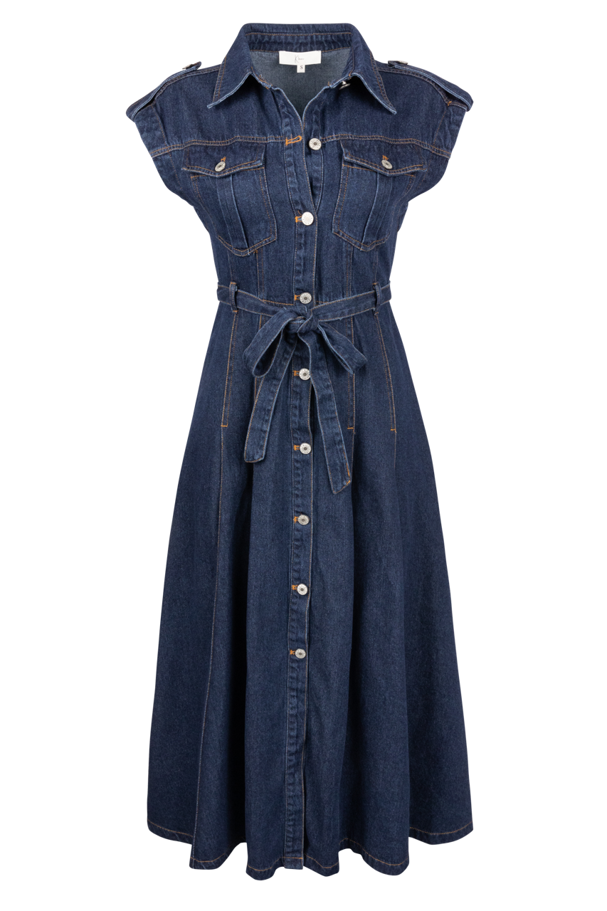 Klesis Belted Denim Shirt Dress