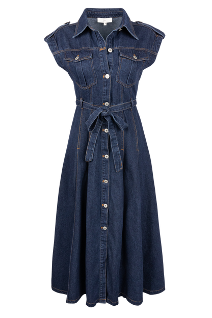 Klesis Belted Denim Shirt Dress