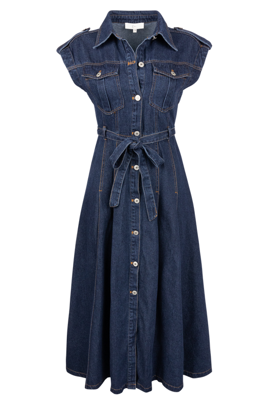 Klesis Belted Denim Shirt Dress