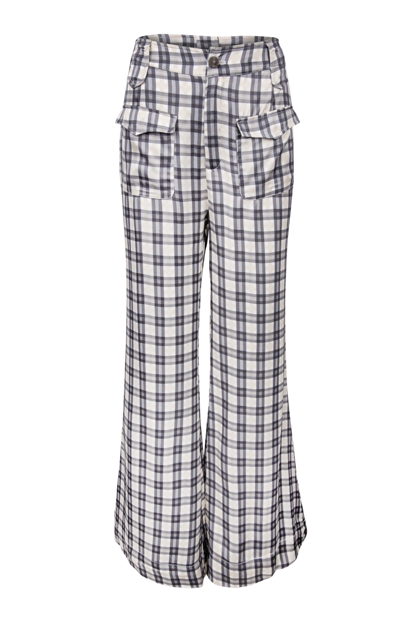 Folk Saint Bridget Plaid Bell Bottom Pants