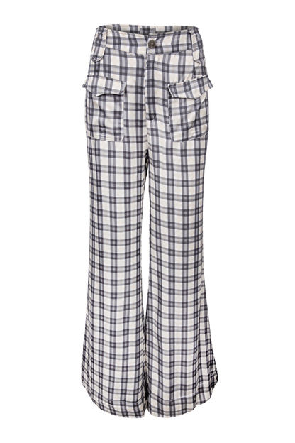 Folk Saint Bridget Plaid Bell Bottom Pants