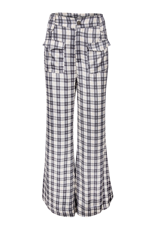 Folk Saint Bridget Plaid Bell Bottom Pants