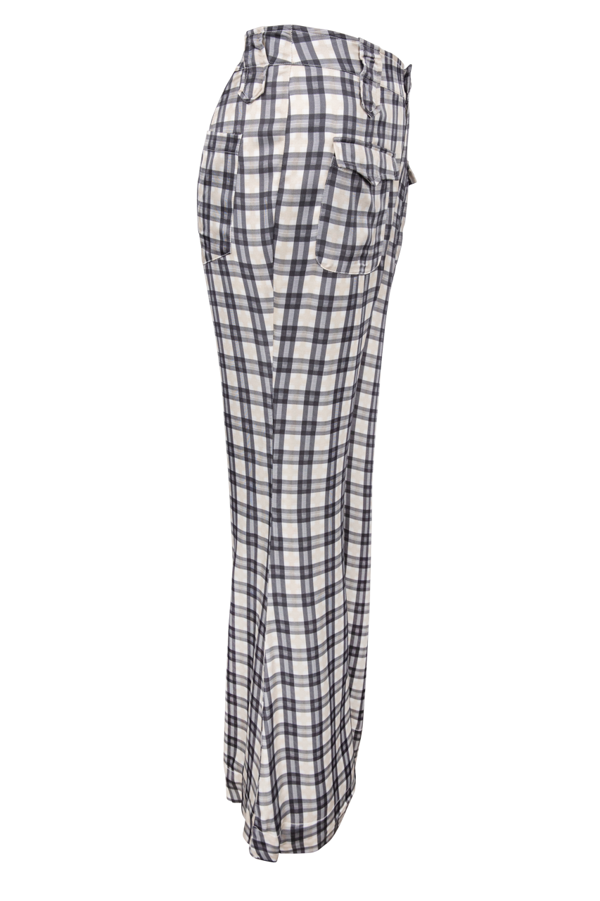 Folk Saint Bridget Plaid Bell Bottom Pants