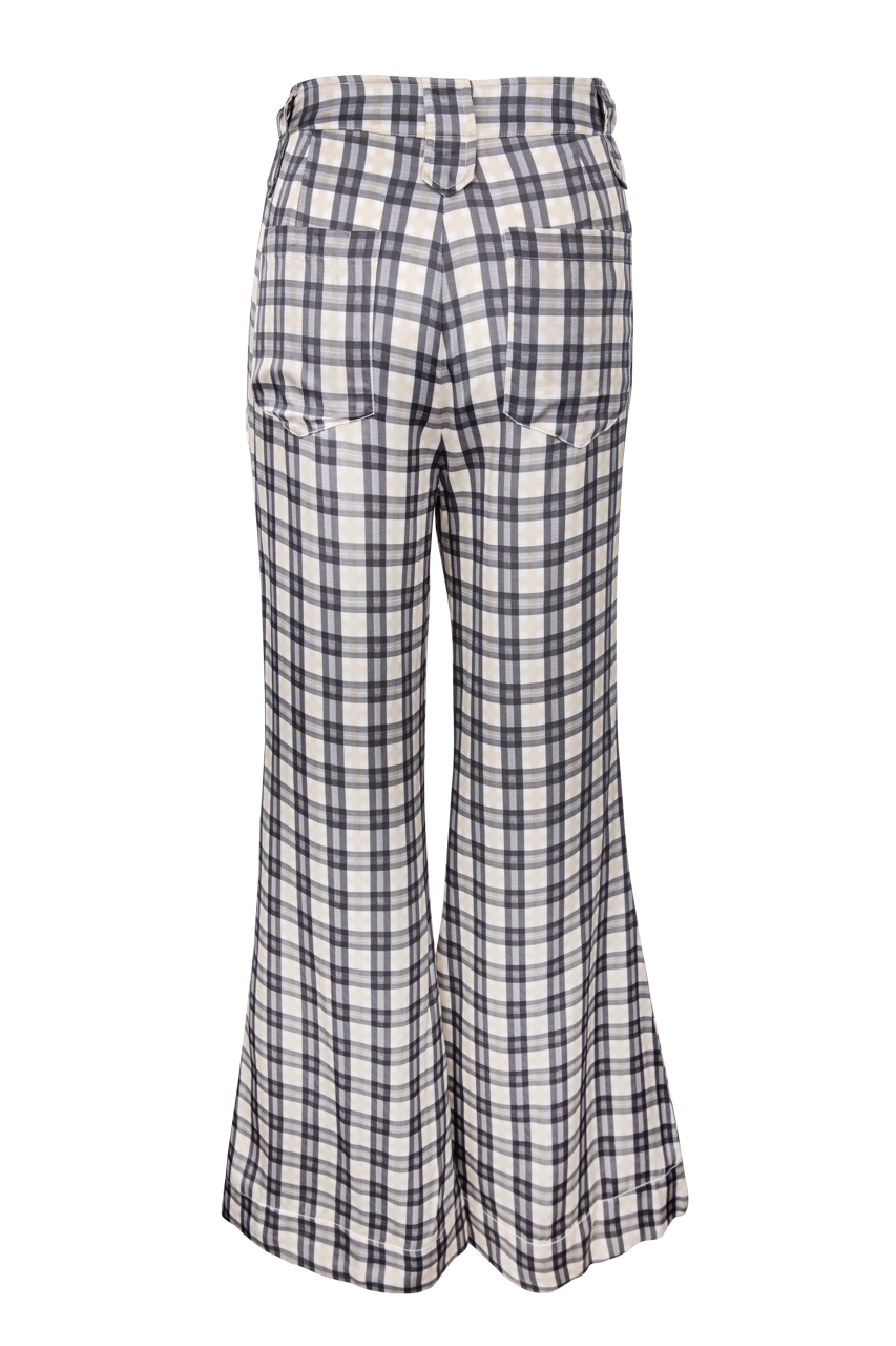 Folk Saint Bridget Plaid Bell Bottom Pants
