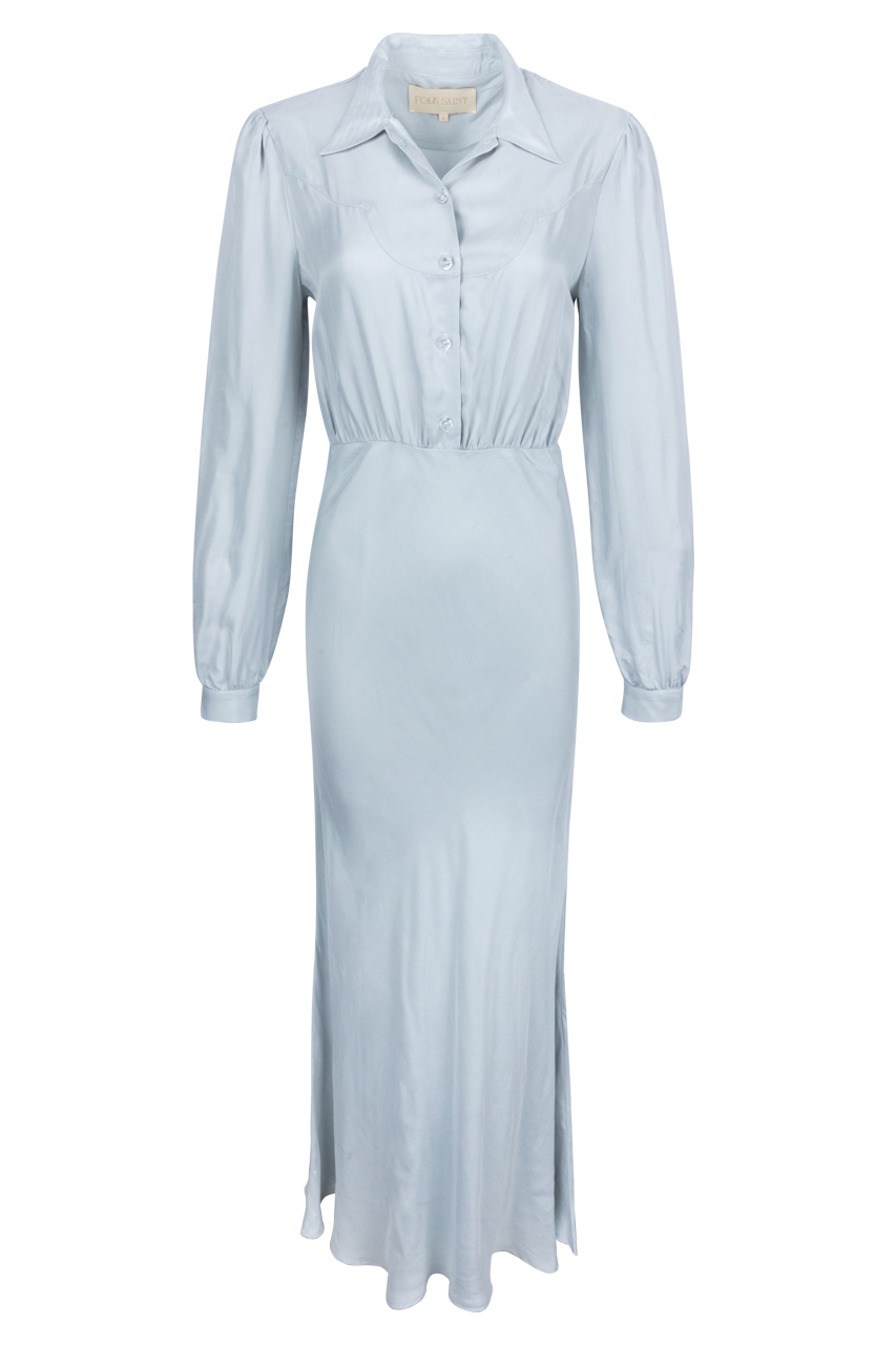 Folk Saint Hazy Blue Dahlia Dress