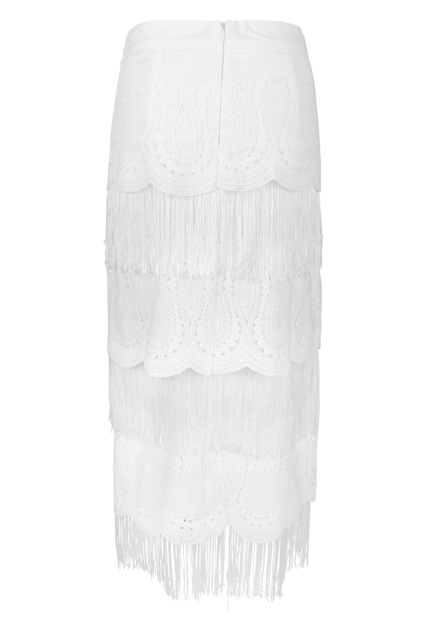 Blue B Tiered Lace Fringe Skirt