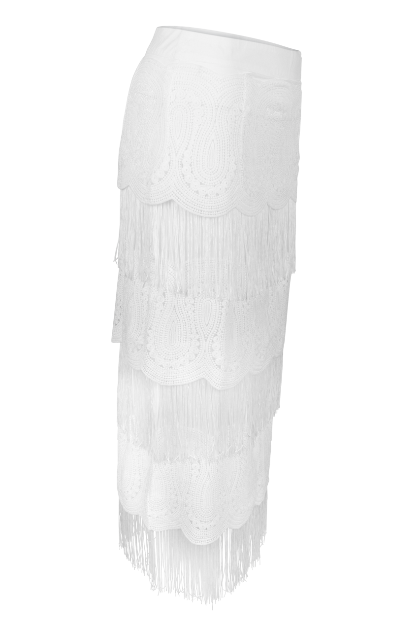 Blue B Tiered Lace Fringe Skirt