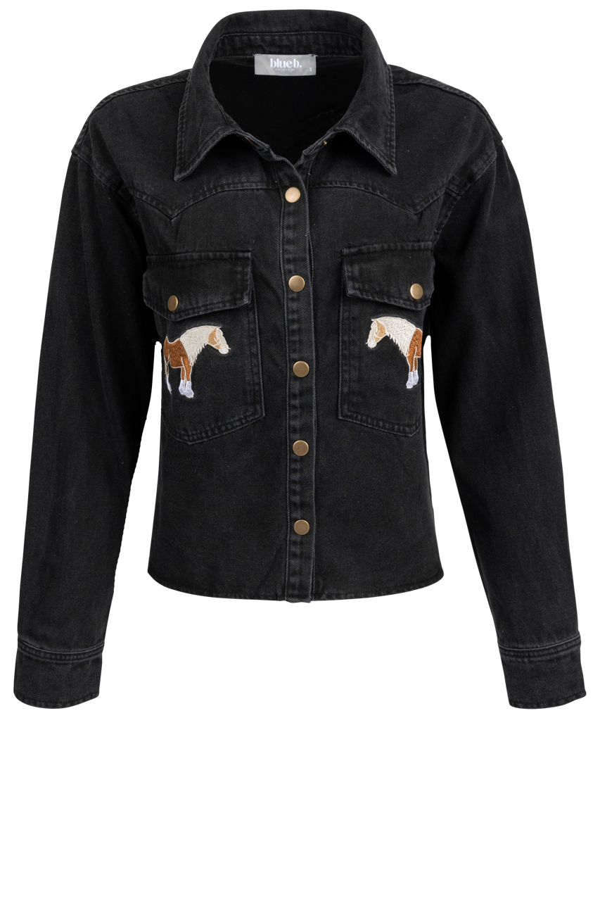 Blue B Cropped Denim Shirt