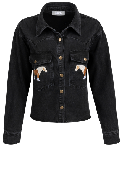 Blue B Cropped Denim Shirt