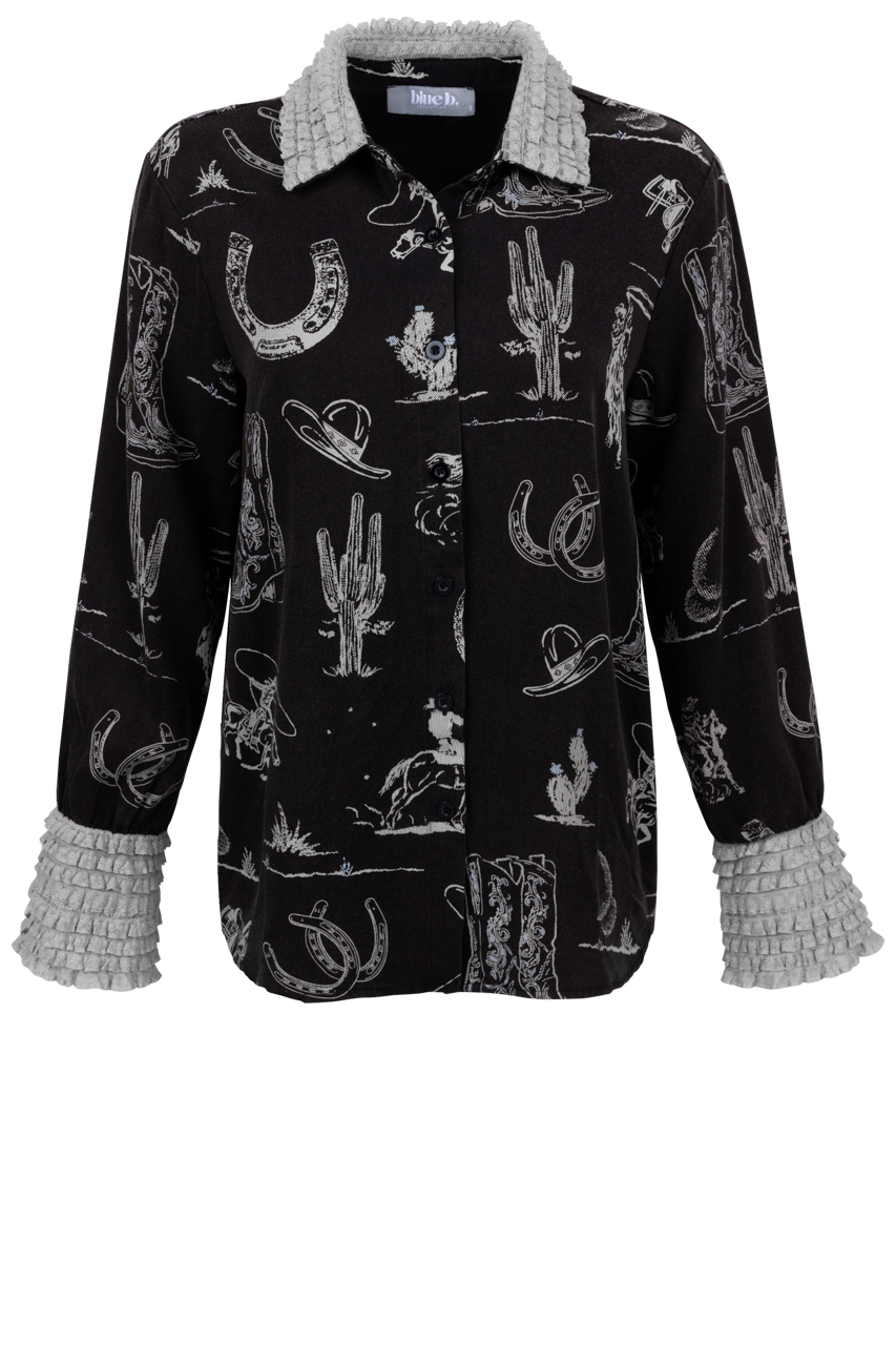 Blue B Western Print Shirt