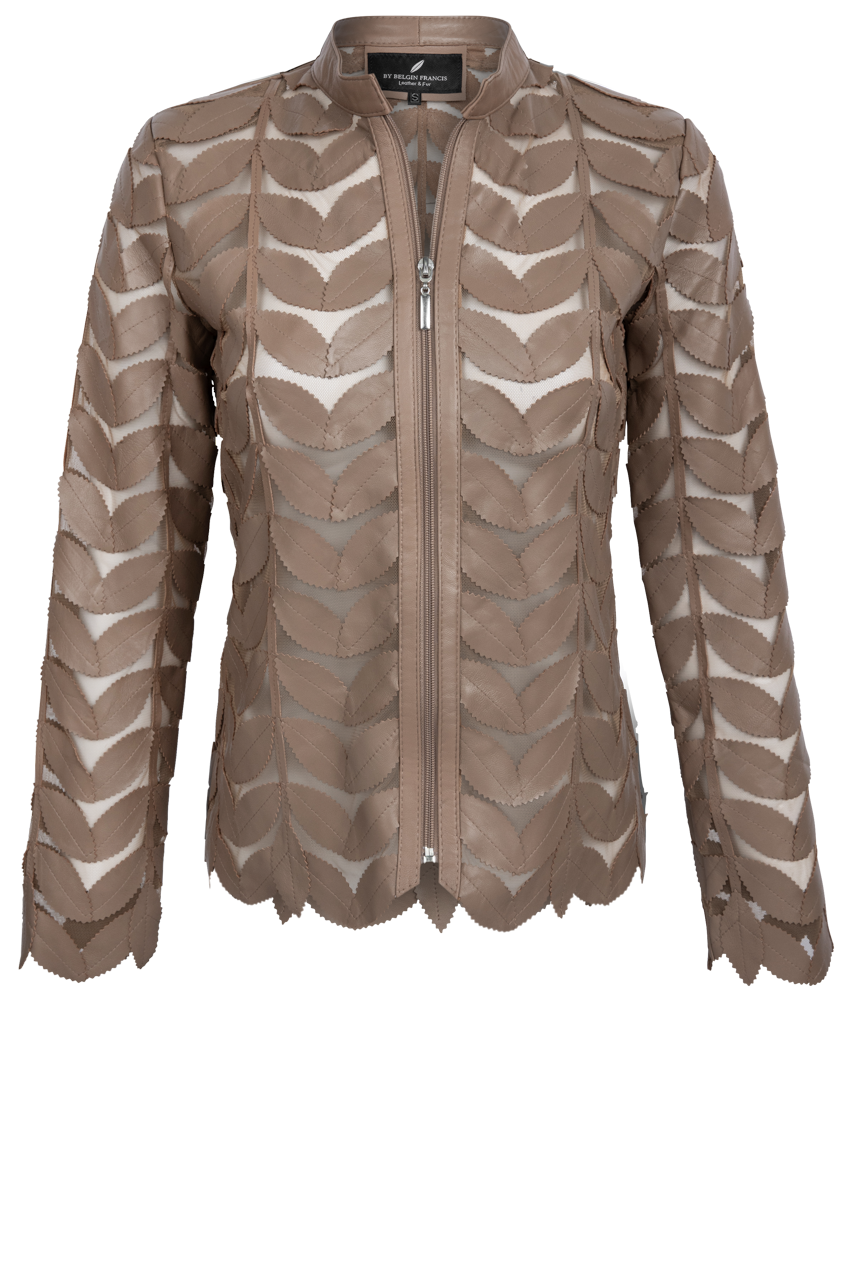Belgin Francis Taupe Leather Leaf Jacket