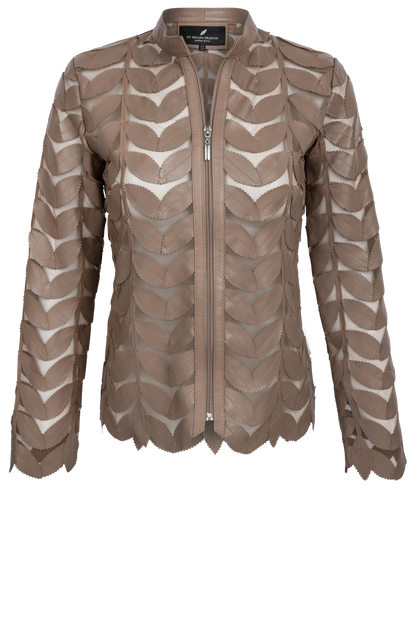Belgin Francis Taupe Leather Leaf Jacket