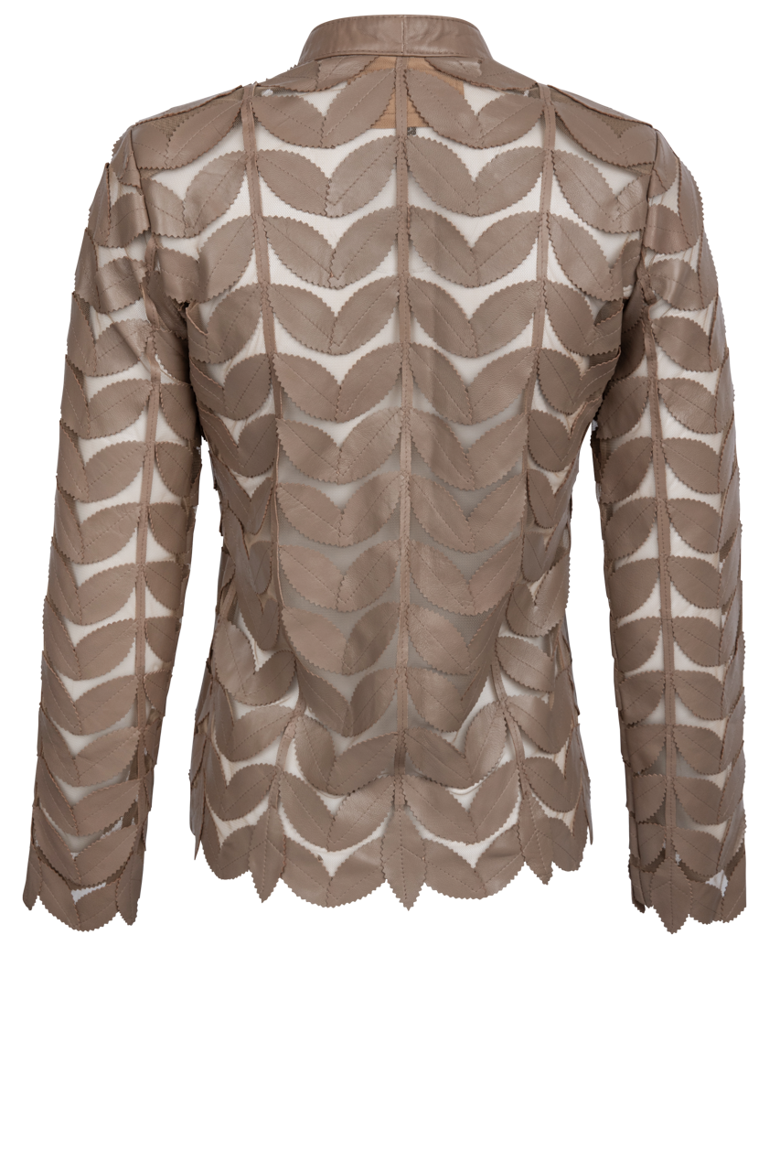 Belgin Francis Taupe Leather Leaf Jacket