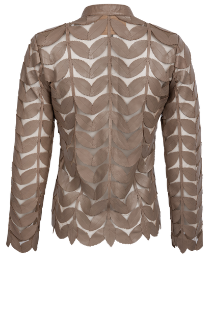 Belgin Francis Taupe Leather Leaf Jacket