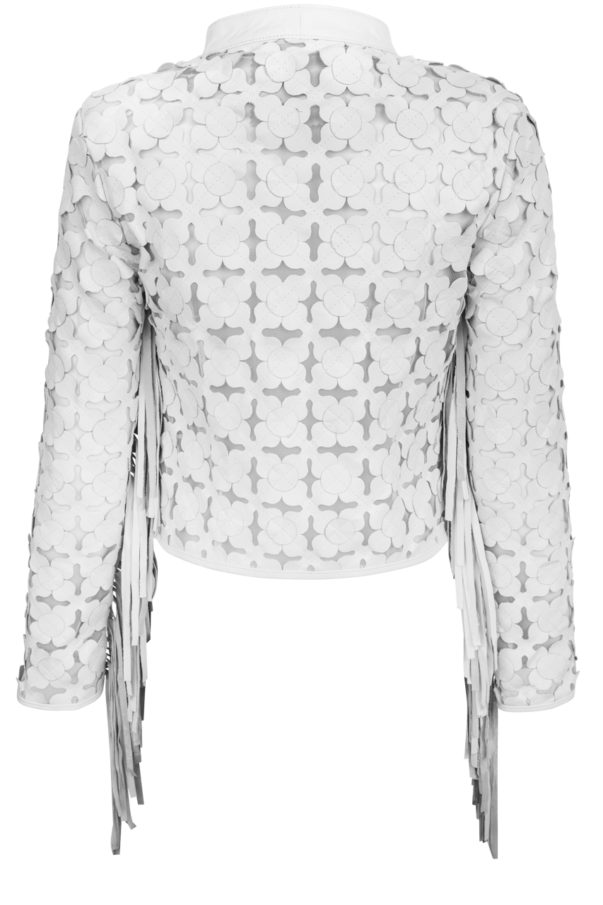 Belgin Francis White Shamrock Leather Jacket