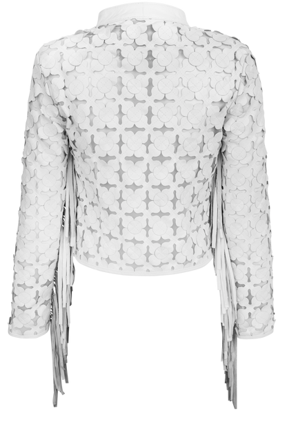 Belgin Francis White Shamrock Leather Jacket
