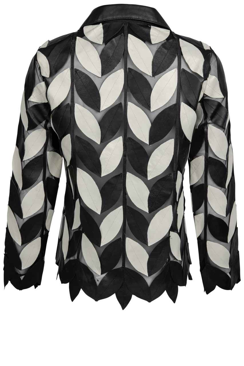 Belgin Francis Black and White Leather Leaf Jacket