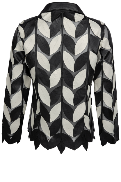 Belgin Francis Black and White Leather Leaf Jacket