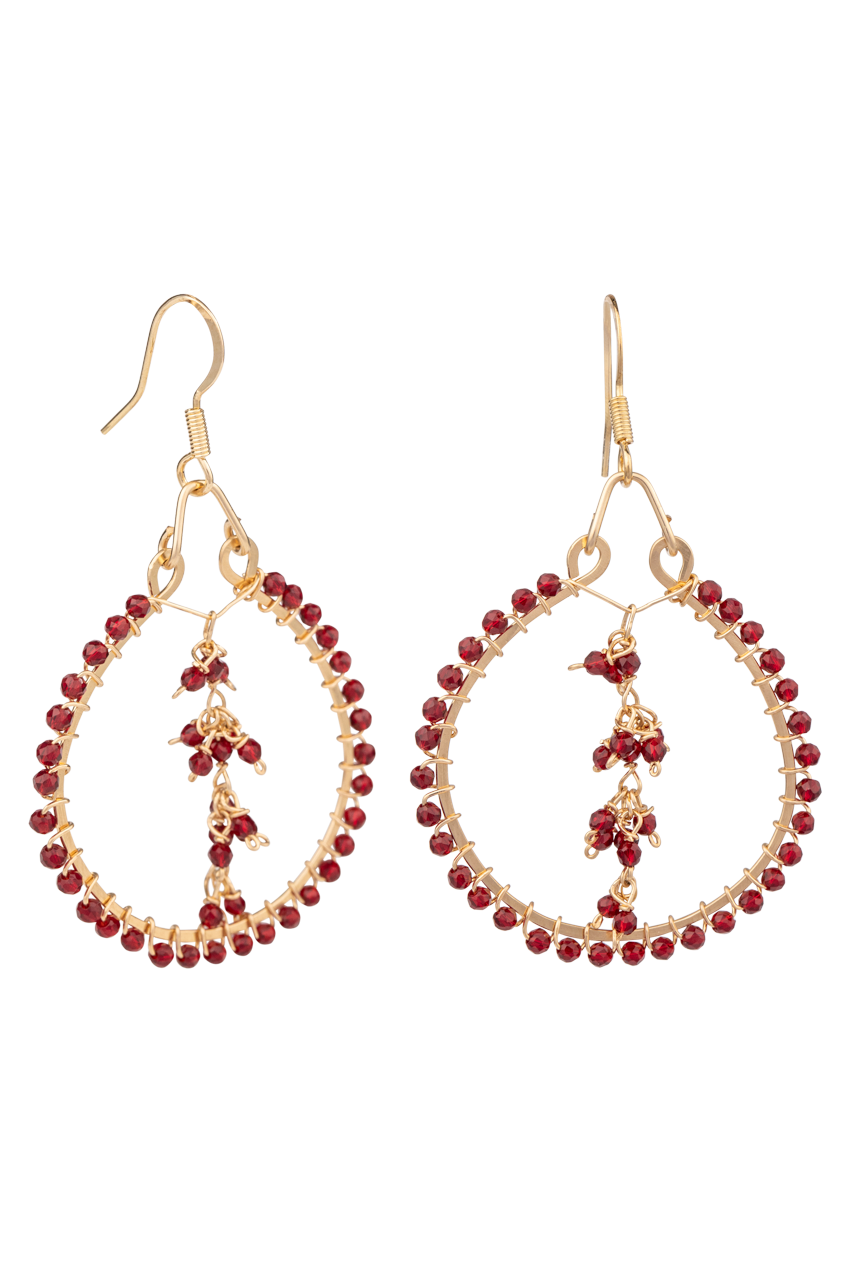 Brown Eyed Girl Red Swarovski Hoop Earrings