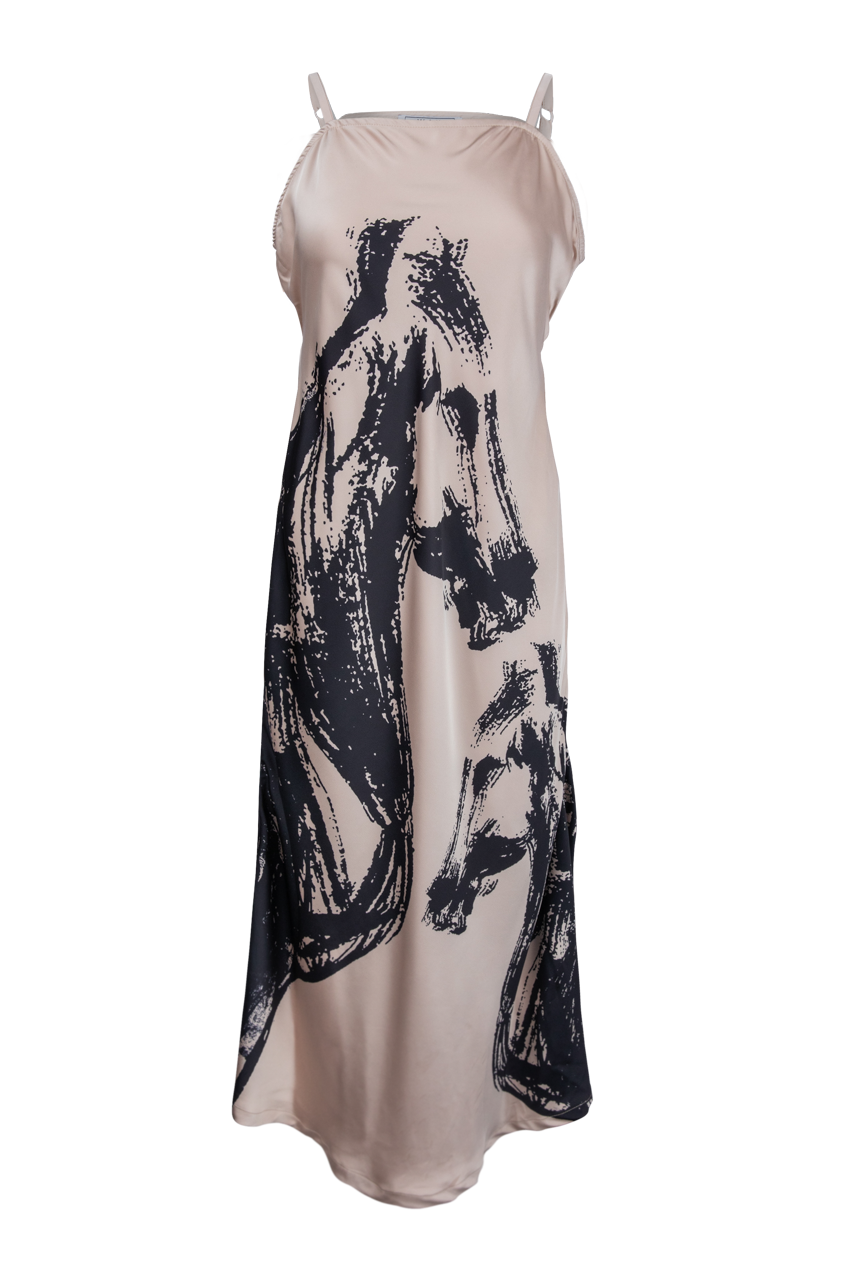 Inked Stallion Satin Midi Dress