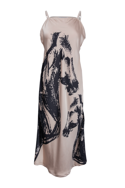 Inked Stallion Satin Midi Dress