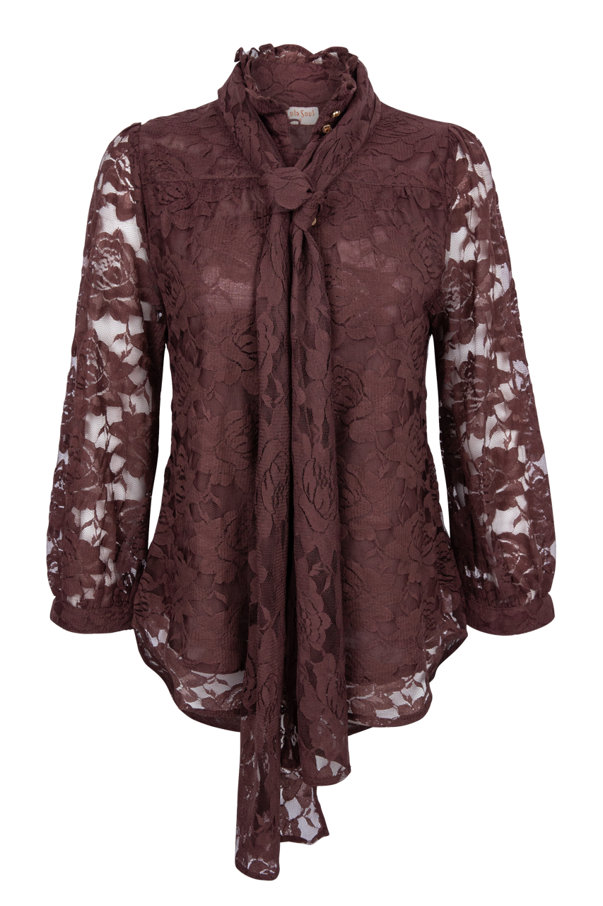 LulaSoul Chandler Lace Blouse - Brown